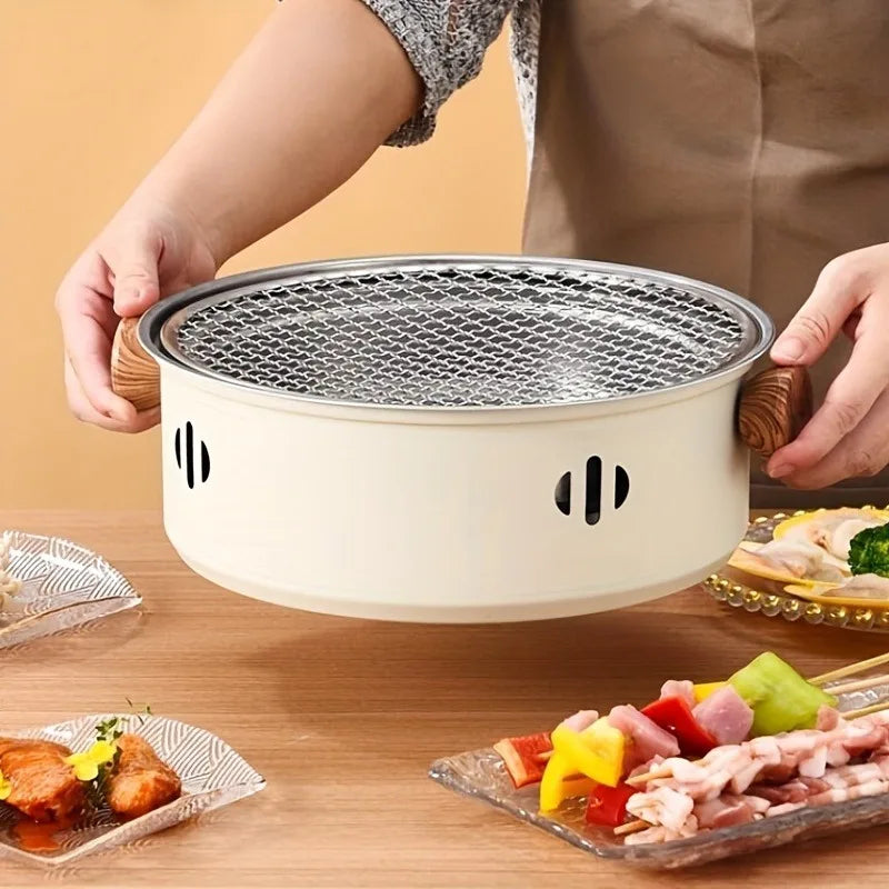 Compact charcoal BBQ grill, detail view