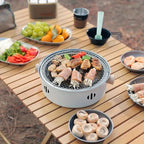 Compact charcoal BBQ grill, detail view