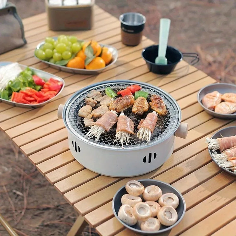Compact charcoal BBQ grill, detail view