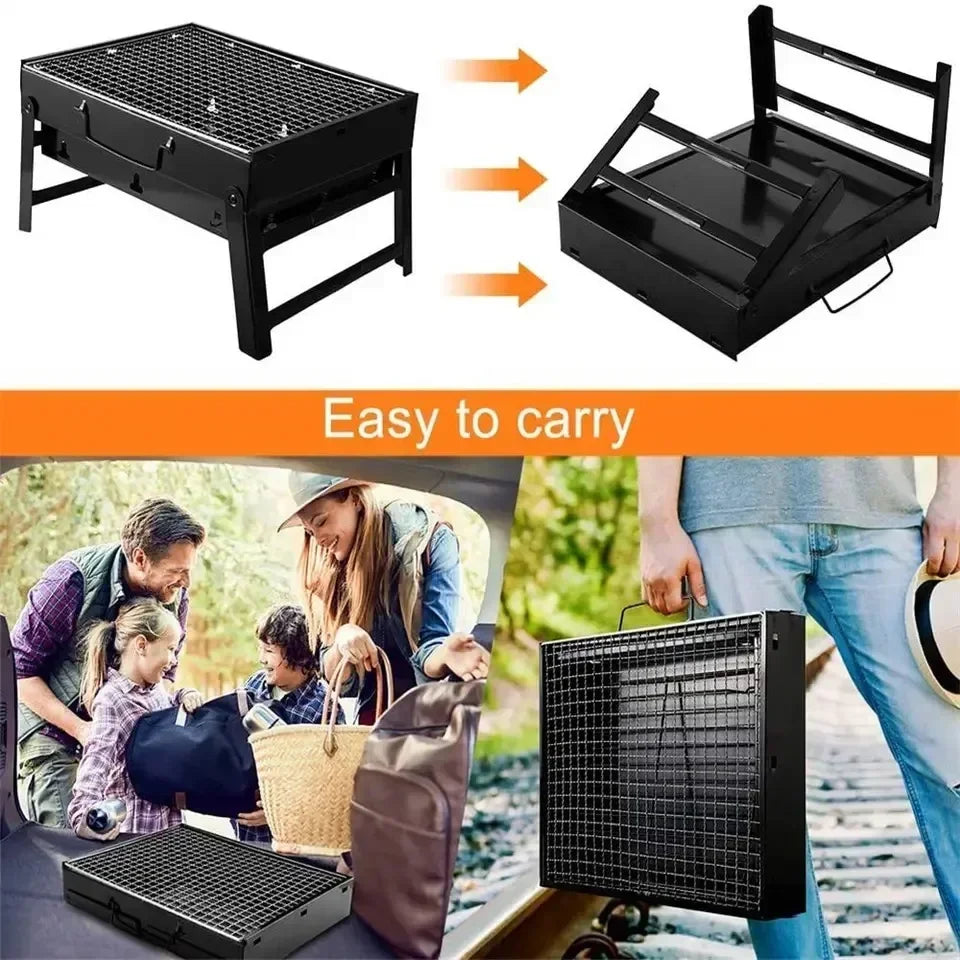 Compact charcoal BBQ grill set, detail view