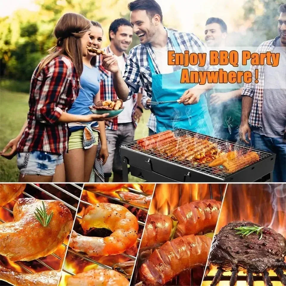 Compact charcoal BBQ grill set, detail view