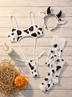 Cow print cosplay set flat lay