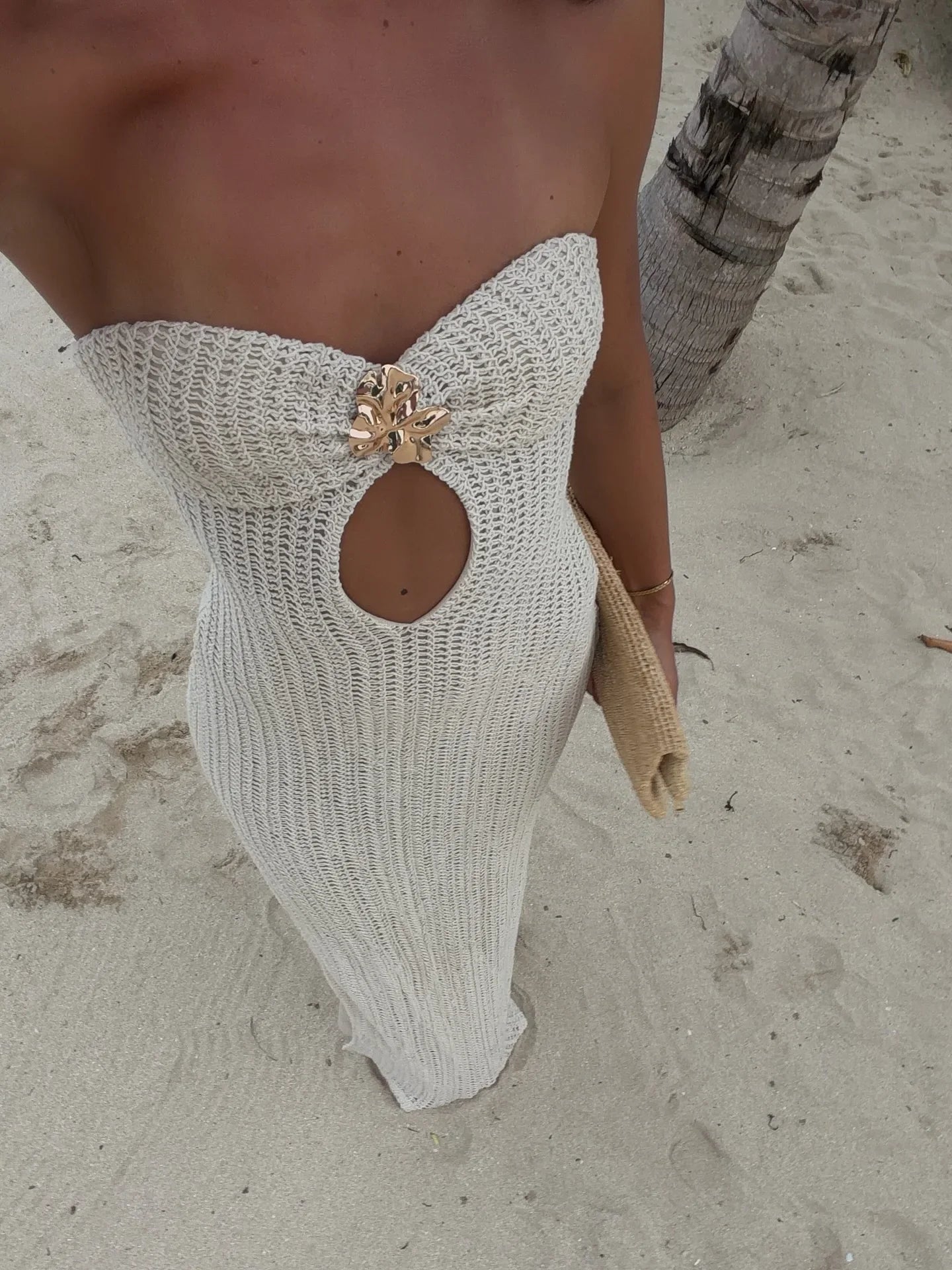 Crochet maxi dress full length view