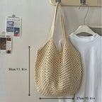 Crochet mesh tote bag styled for everyday use