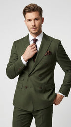 Dark green double breasted suit with matching trousers