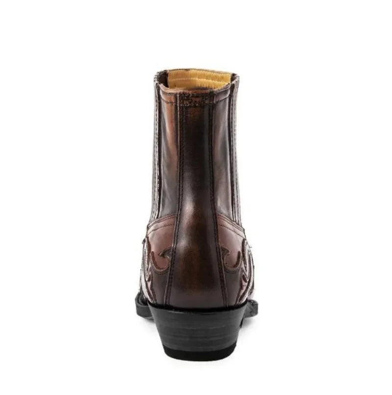 Embroidered western ankle boot, pair front view