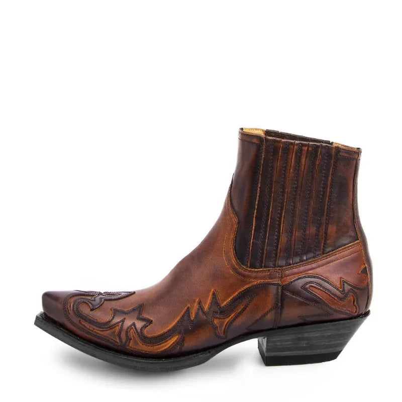 Embroidered western ankle boot, back view