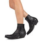 Embroidered western ankle boot, heel and sole detail