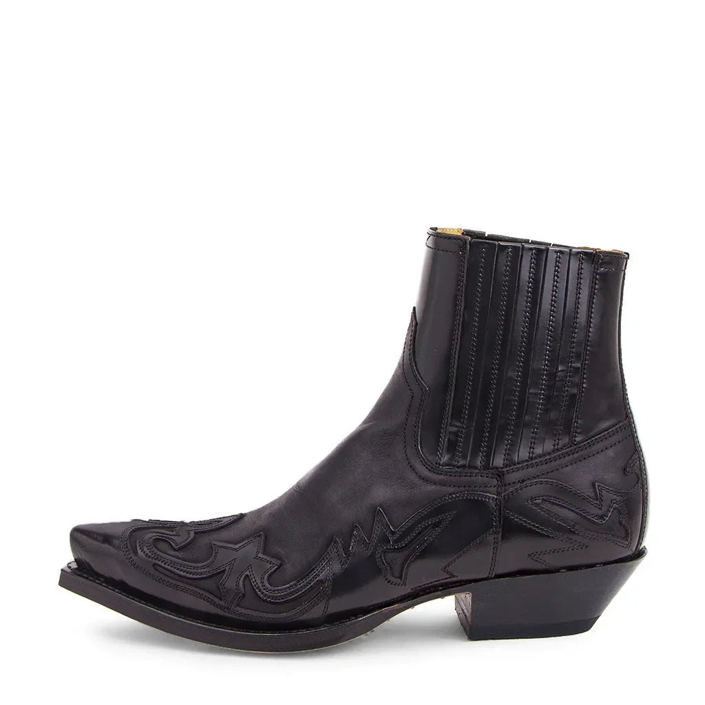 Embroidered western ankle boot, worn on foot