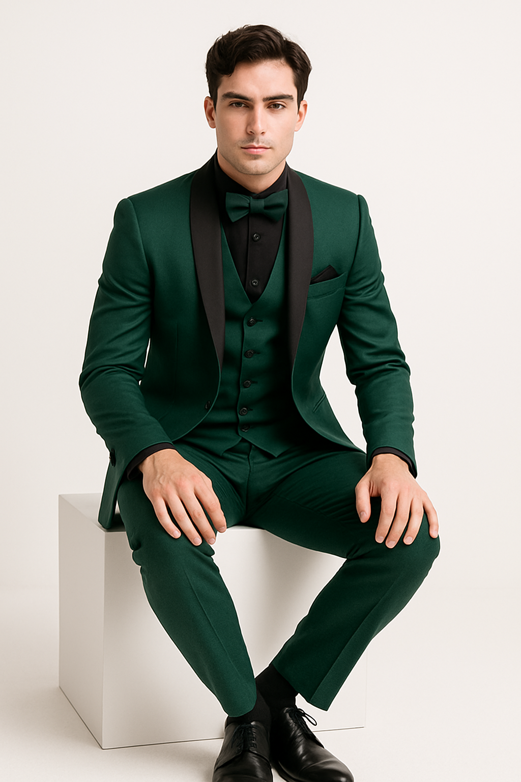 Back view of the emerald green suit jacket