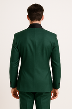 Close up of the suiting fabric and satin lapel texture