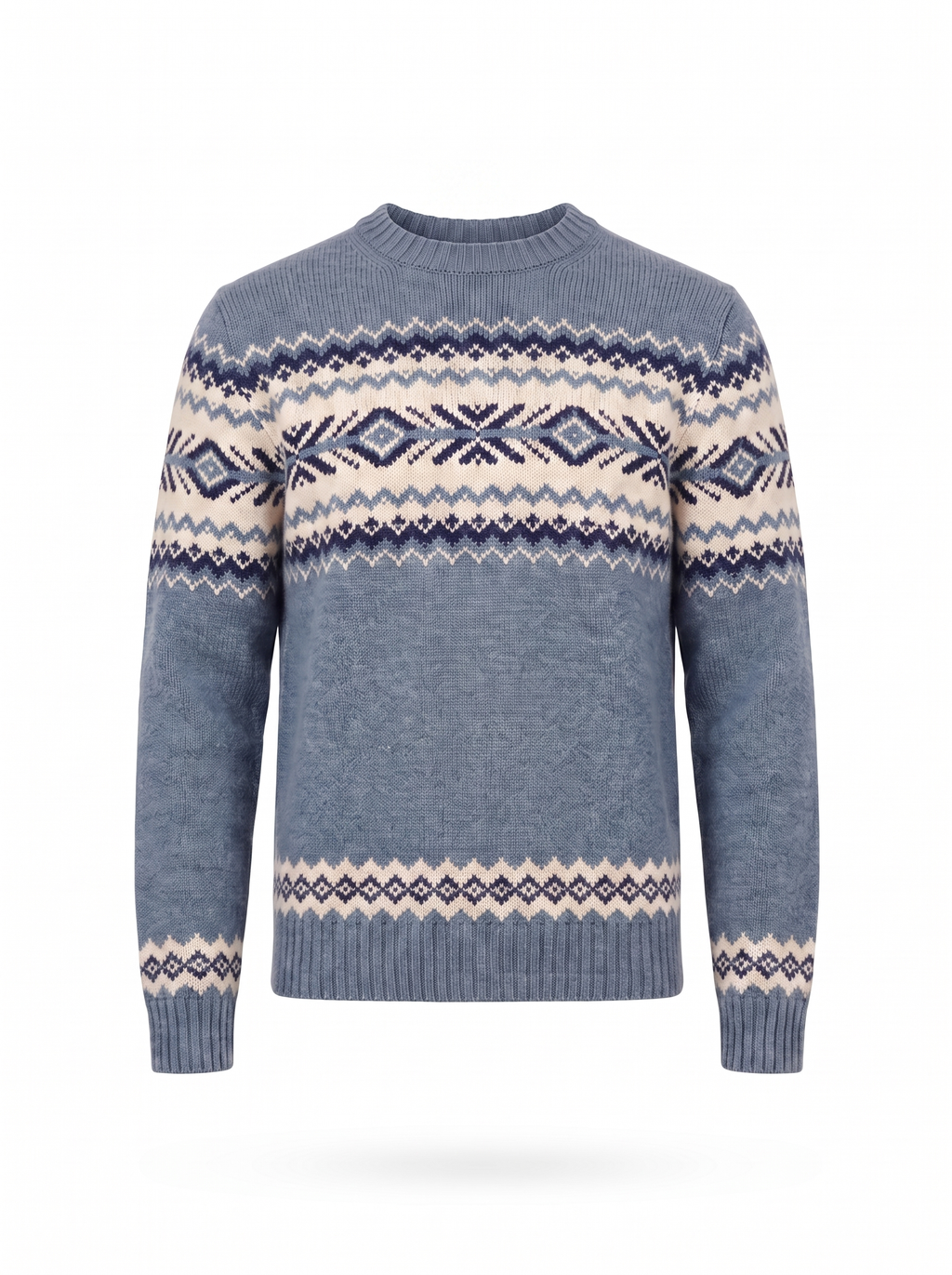 Fair Isle sweater product shot on white background
