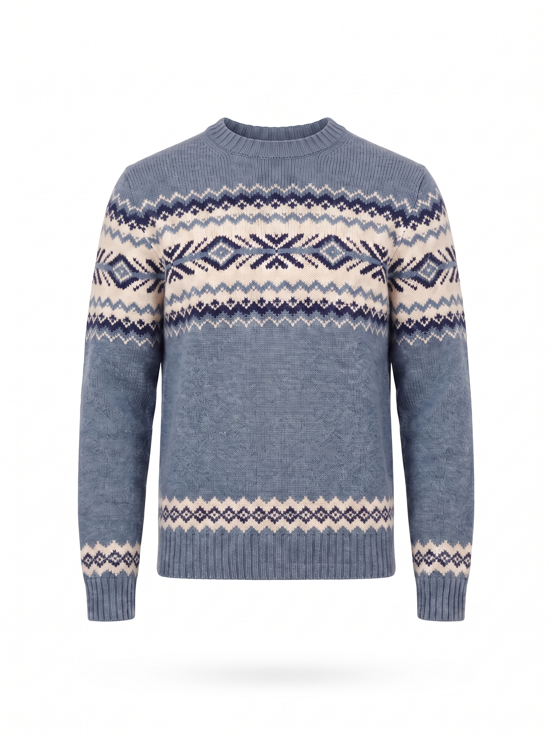 Fair Isle sweater product shot on white background
