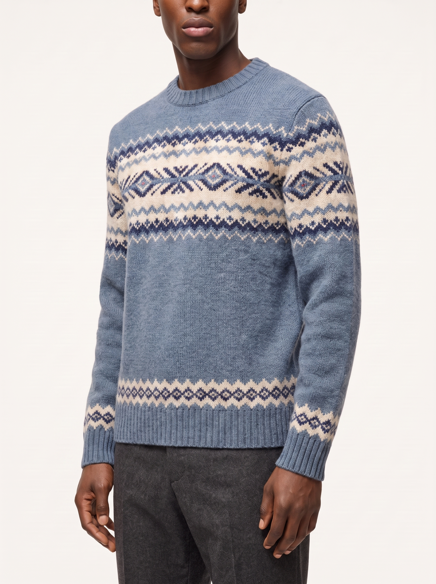 Fair Isle sweater regular fit, three quarter view
