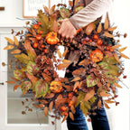 Fall wreath with pumpkins and pinecones, 19.7 inch