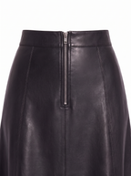 Faux leather skirt waistband and zipper close up detail