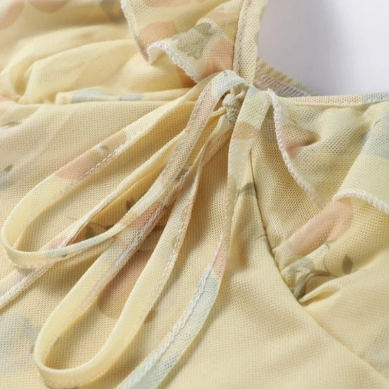 Side view of the floral sling dress