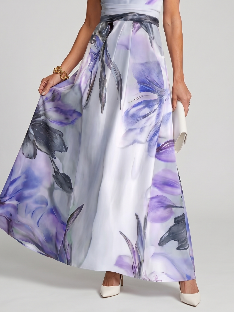 Floral maxi dress skirt and hem view