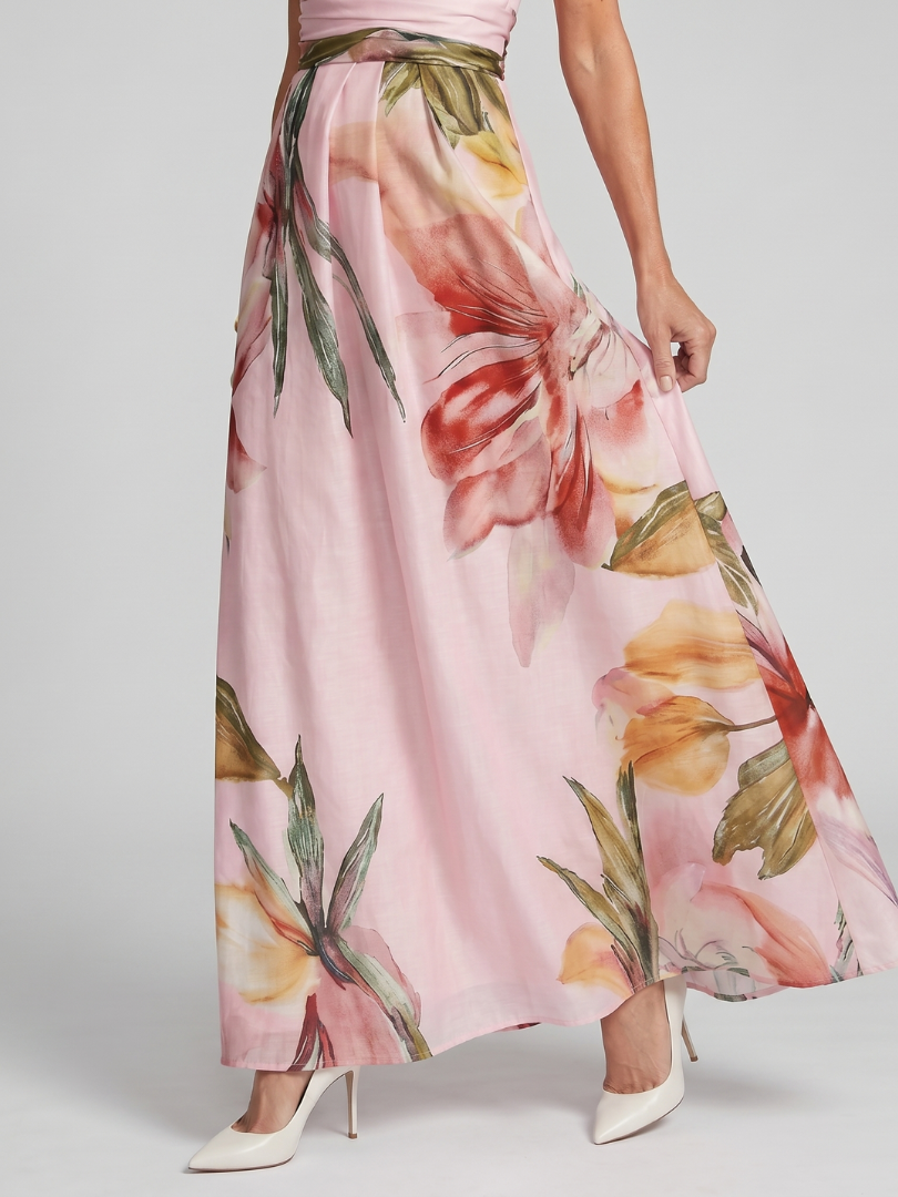 Floral halter maxi dress, back view