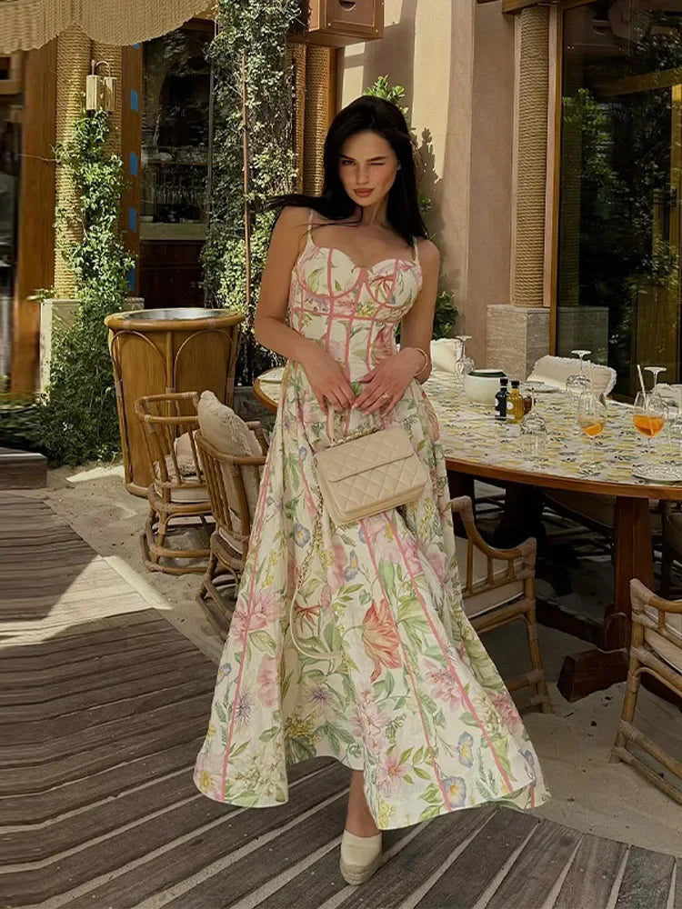 Side view of the A-line maxi dress