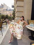 Floral halter neck maxi dress in the printed colourway