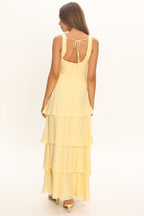 Floral V-neck maxi dress, side view