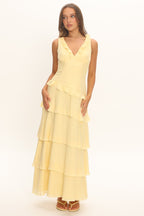 Floral V-neck maxi dress, full length