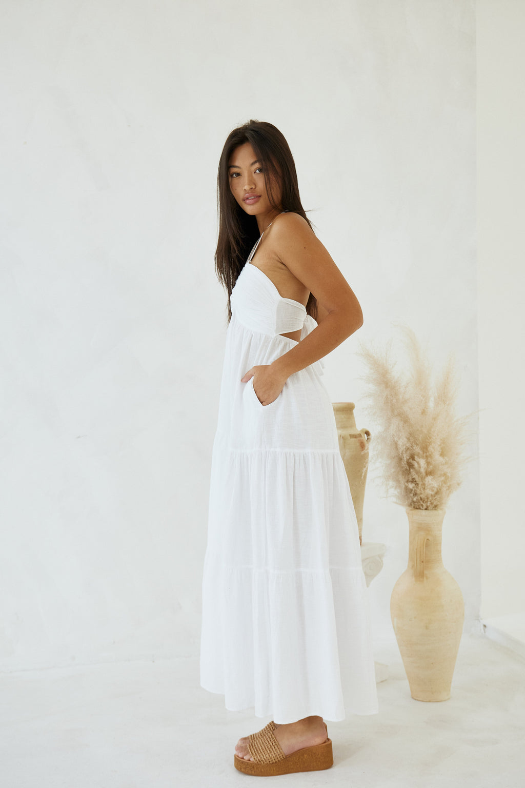Flowy maxi dress, front view