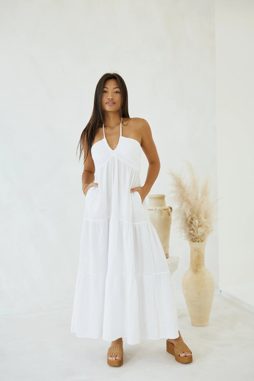 Flowy maxi dress, side view