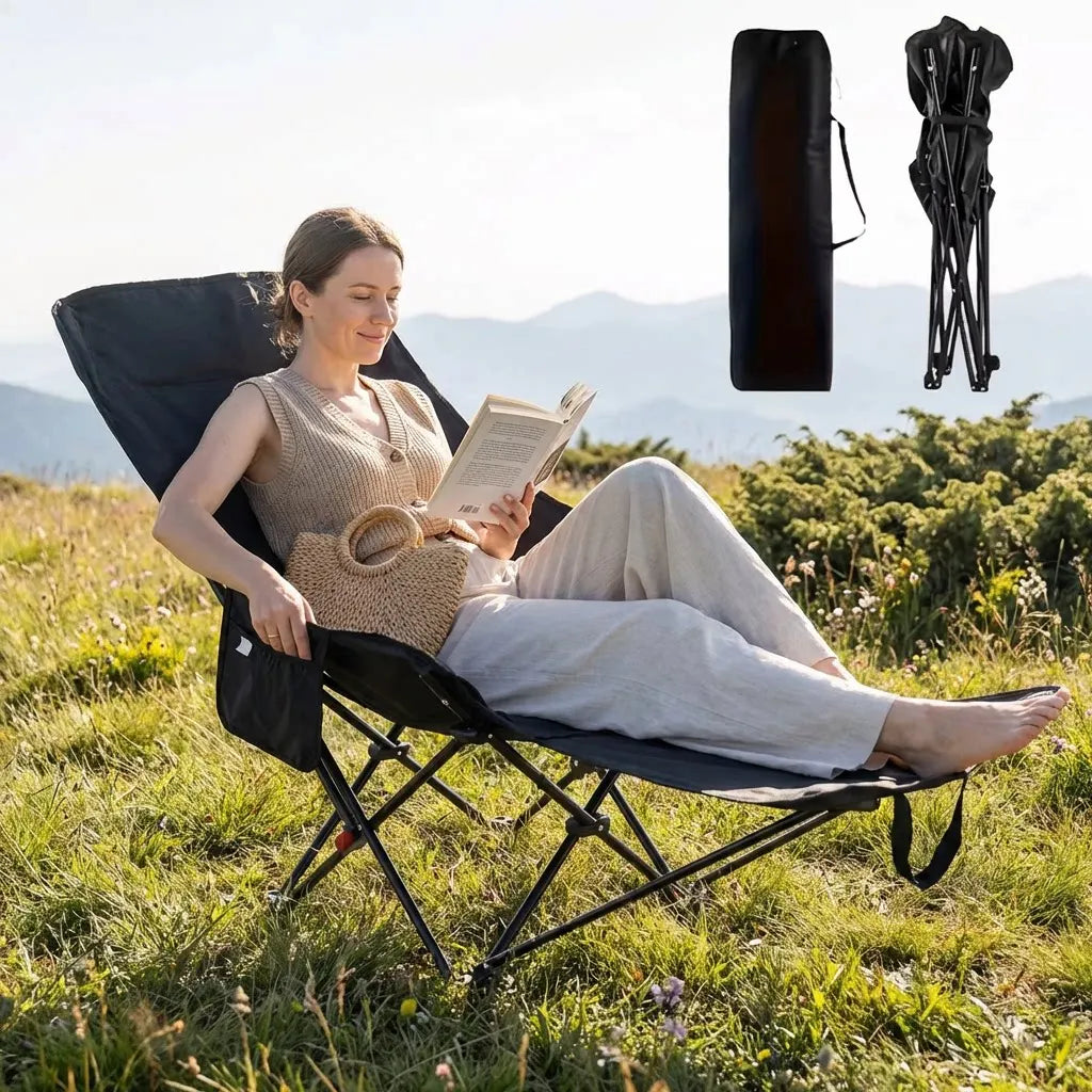 Beach chair shown folded