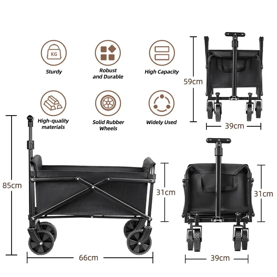 Foldable outdoor utility wagon, alternate view