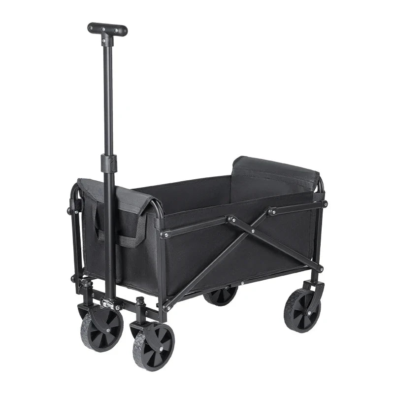 Foldable outdoor utility wagon in use