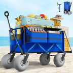 Folding beach wagon with all-terrain tires