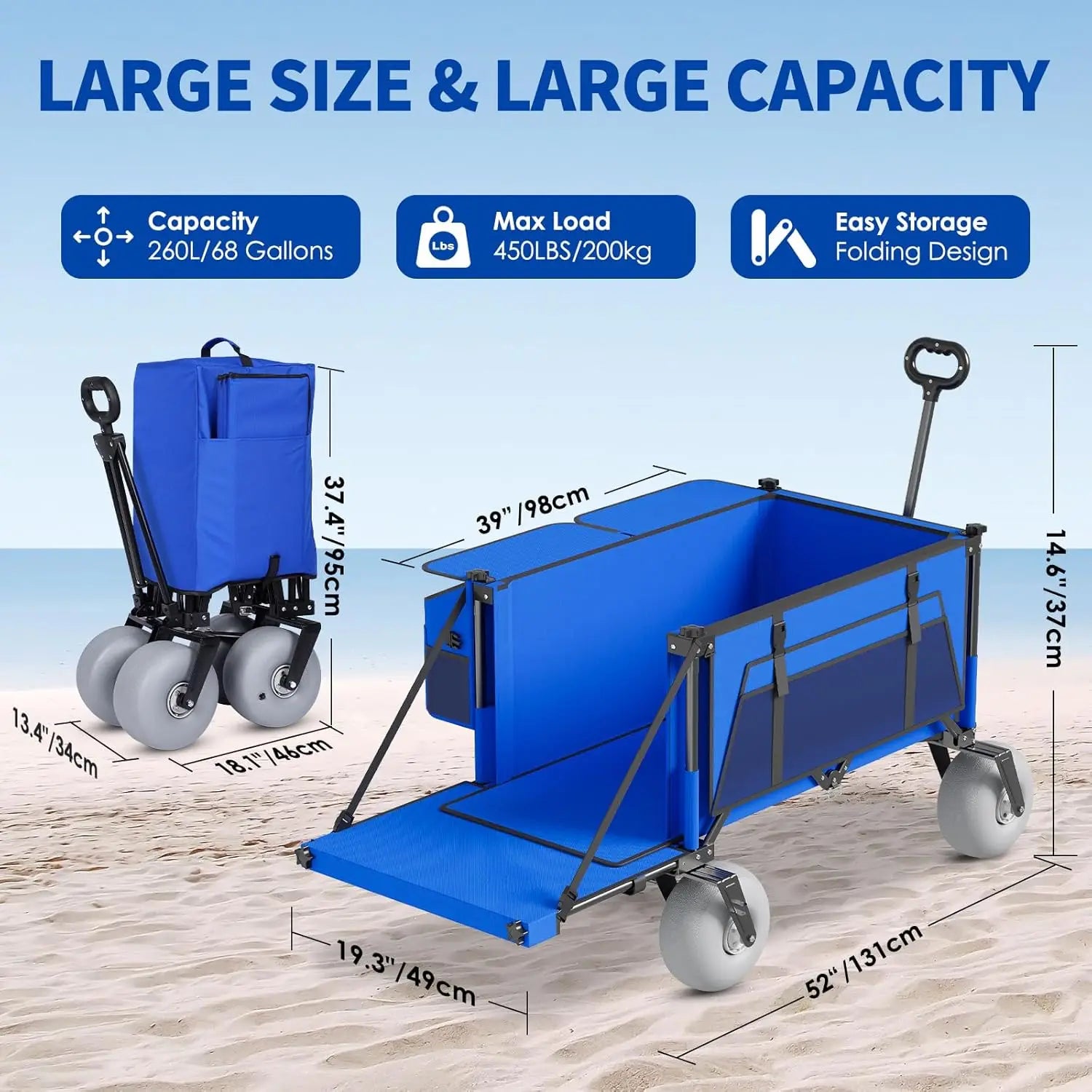 Beach wagon pull handle