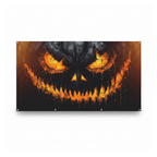 Dark spooky Halloween garage door banner on a white background