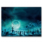 Halloween graveyard and bats garage door banner on a white background