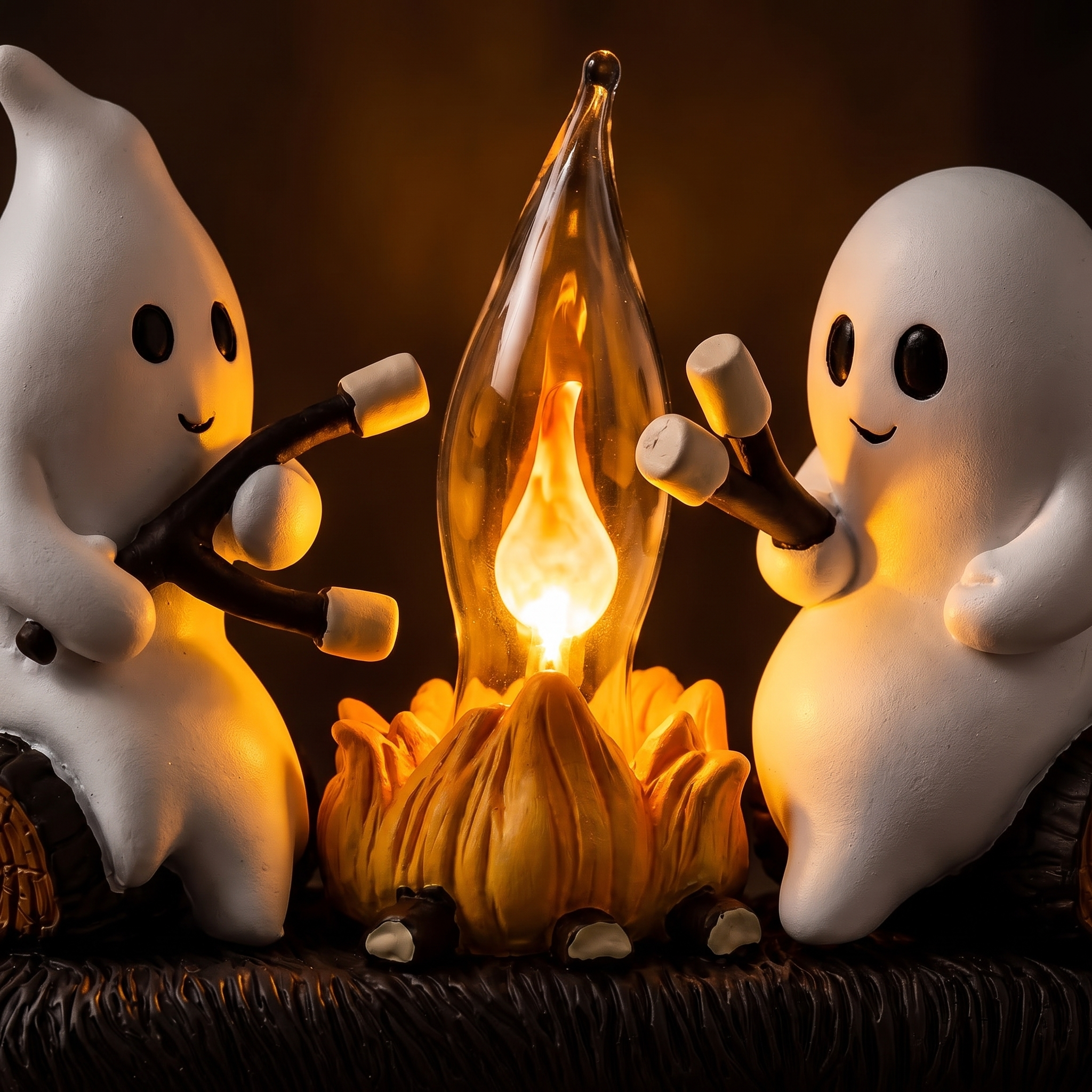 Close-up of the flickering campfire flame detail