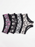 Gothic skull lace panties 4 pack on a white background