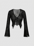 Gothic spider web V neck top on a white background