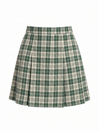 Pleated check mini skirt product shot on white background