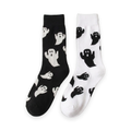 Halloween ghost print crew socks on a white background