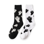 Halloween ghost print crew socks on a white background
