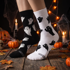 Halloween ghost print crew socks, alternate view
