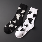 Halloween ghost print crew socks, alternate view