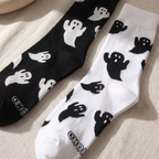 Halloween ghost print crew socks, alternate view