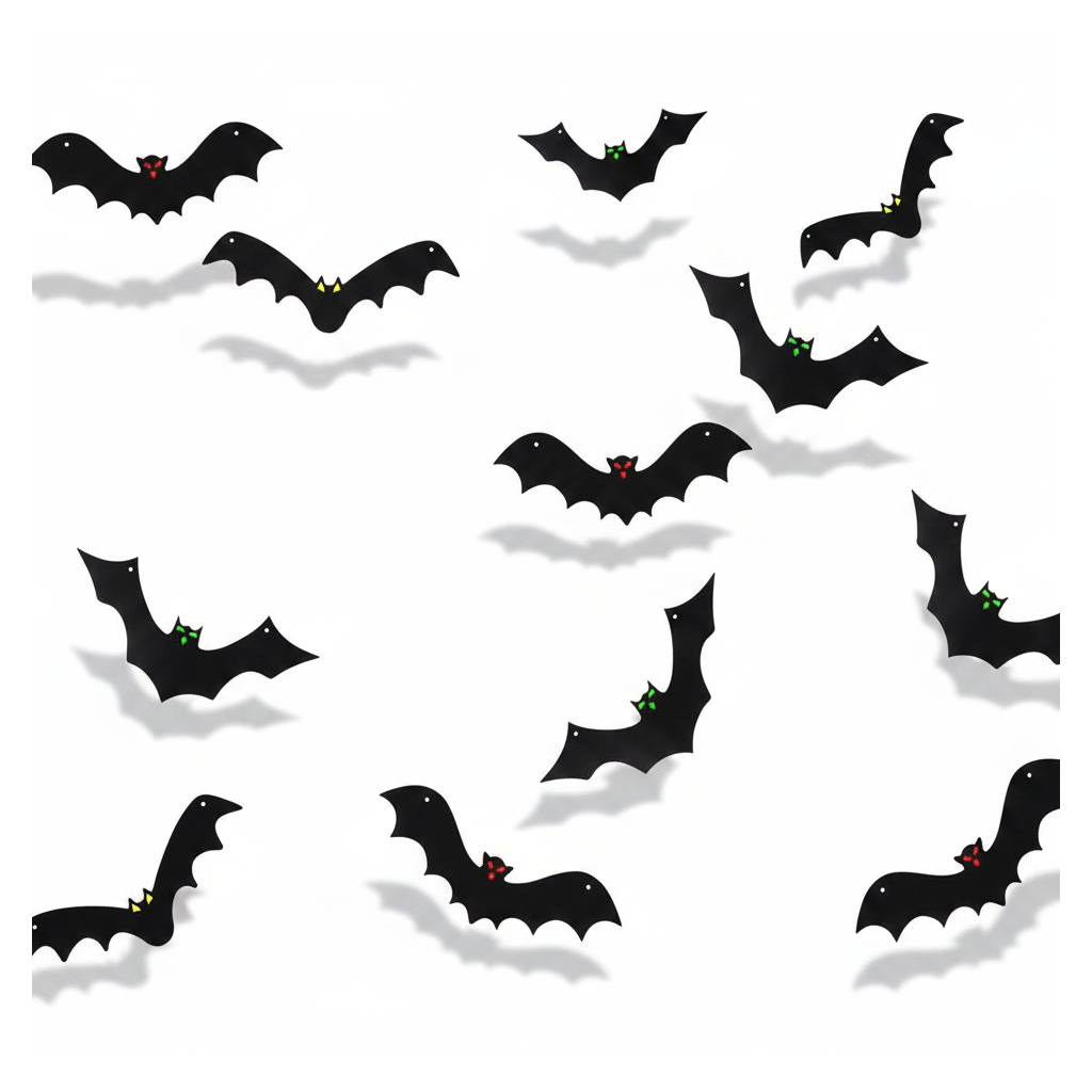 Halloween hanging bats 12-pack on a white background