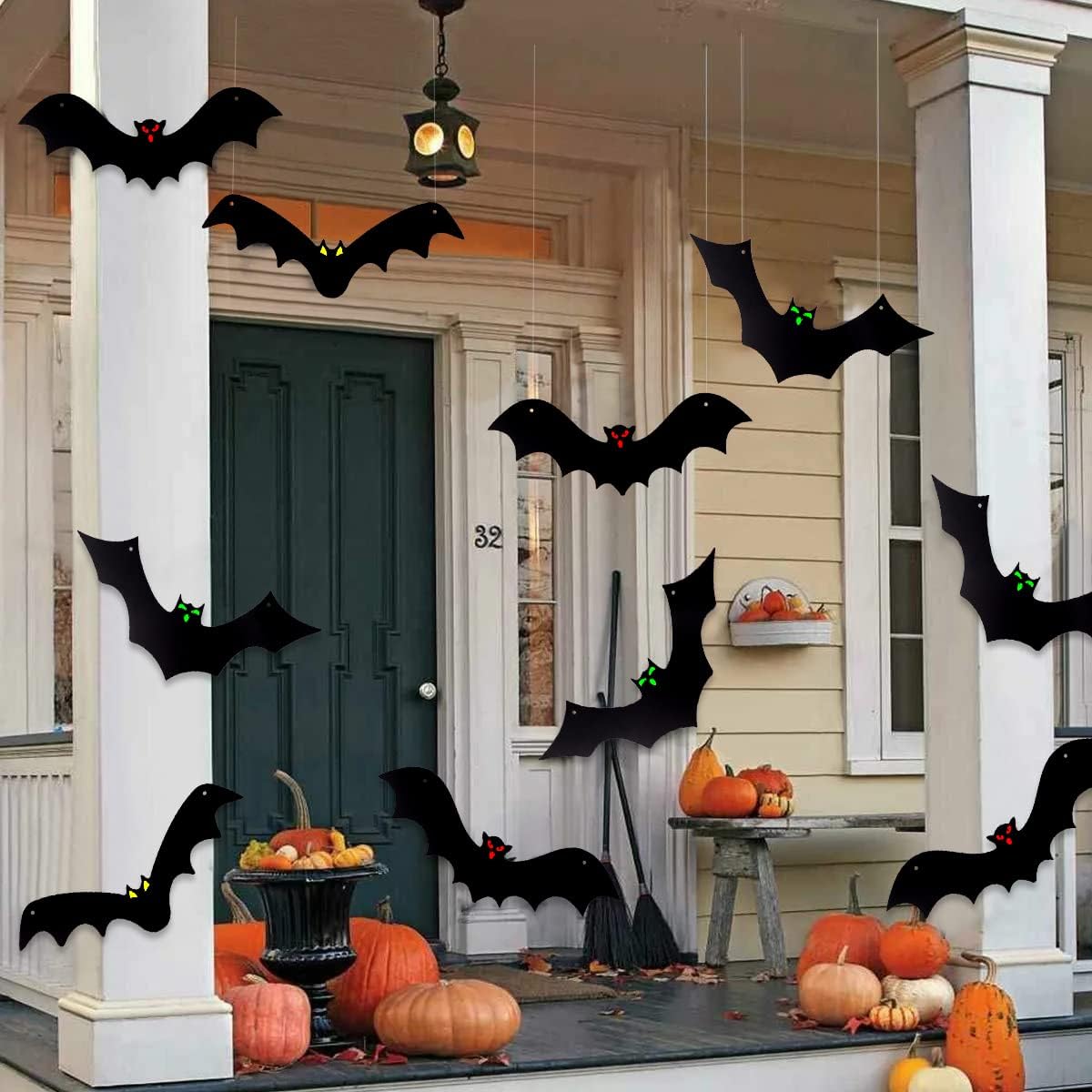 Twelve 3D black bats laid out to show the full pack