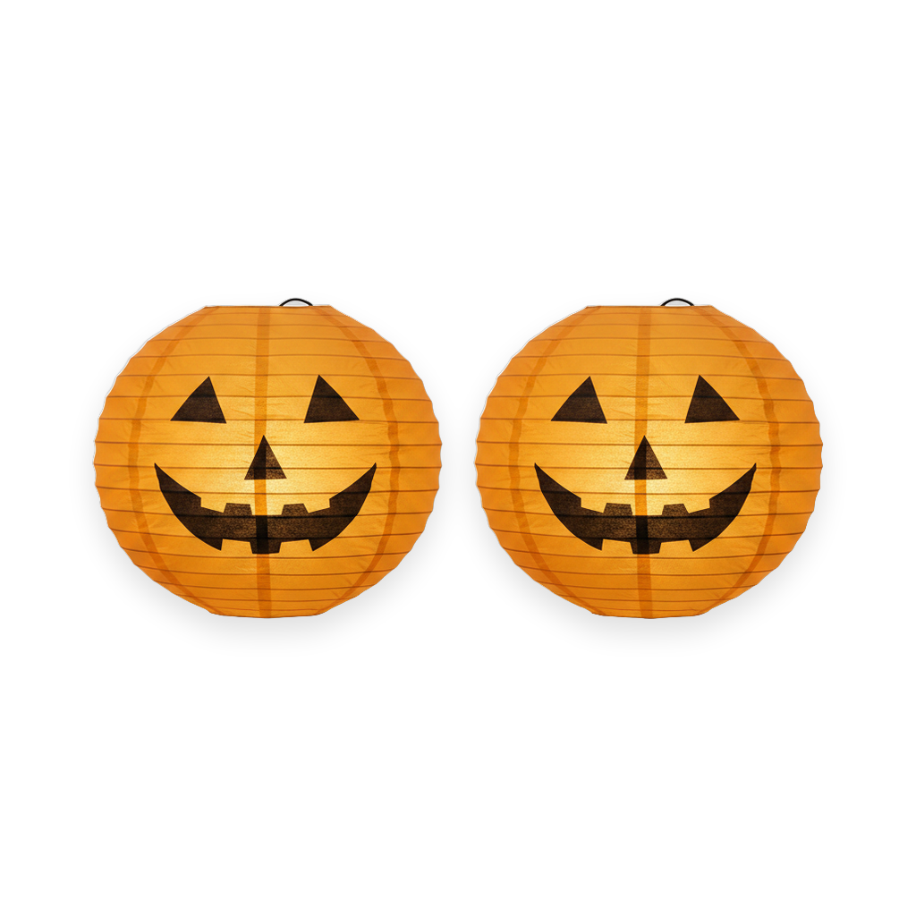 Halloween paper pumpkin lanterns 2 pack on a white background