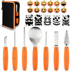 7-in-1 stainless steel pumpkin carving kit with stencils and case