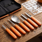 Close up of the stainless steel pumpkin carving tools